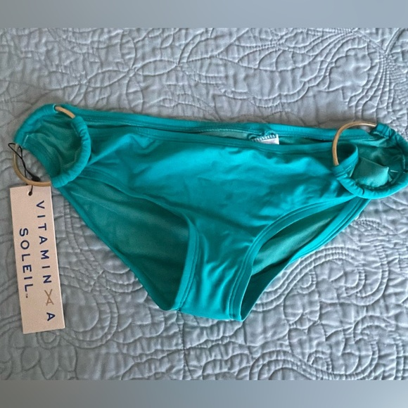 NWT Teal Bikini Bottom with Gold Rings - Picture 3 of 4